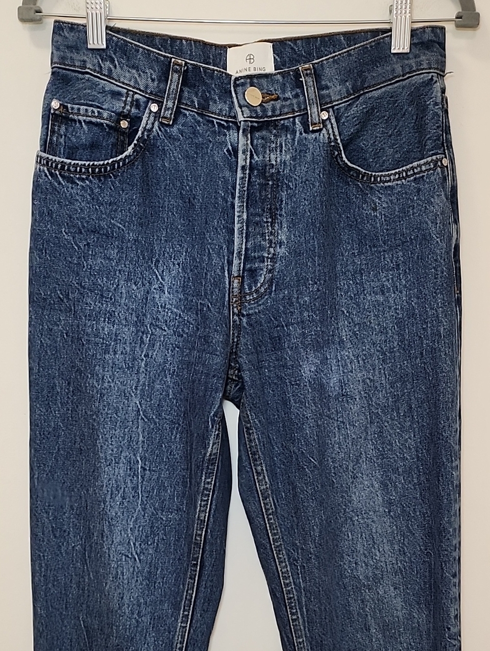 Anine Bing Women's Benson Jeans Marine Blue Straight Leg Size 26 - Picture 7 of 16